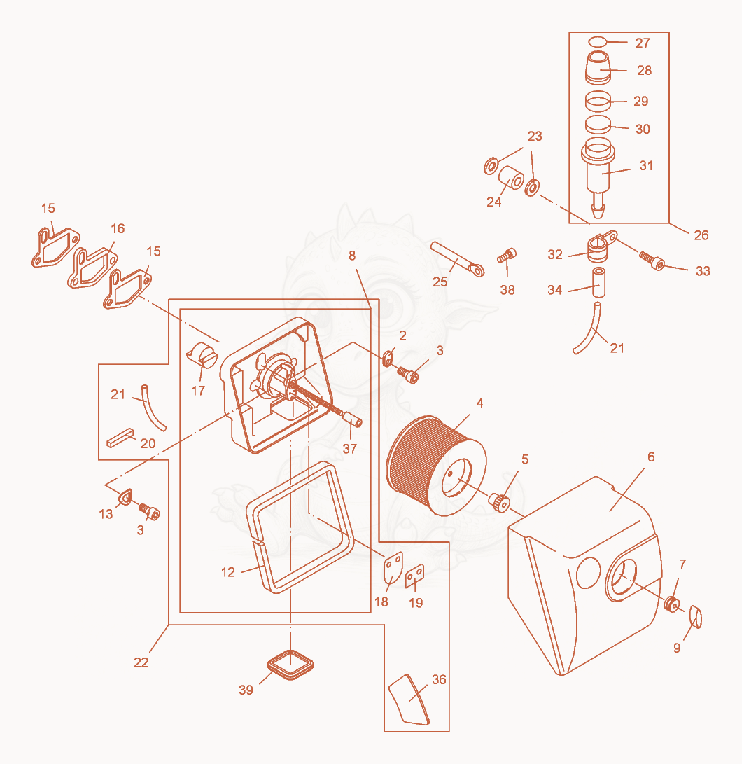 Exploded parts diagram of the Air Cleaner of a Wacker Neuson DPU2540H, with numbered balloons