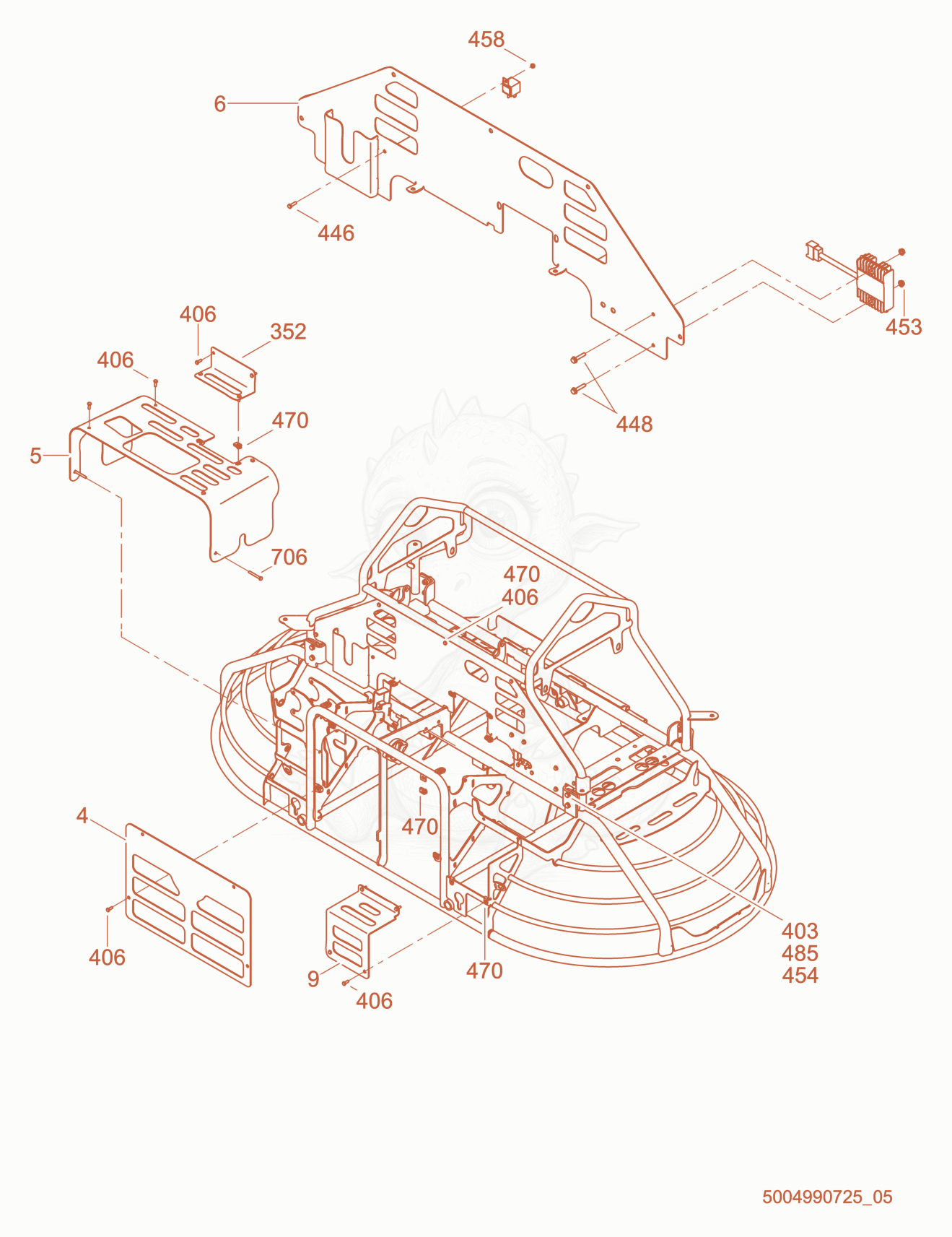 Exploded parts diagram of the Panel cpl. of a Wacker Neuson CRT36-26A, with numbered balloons