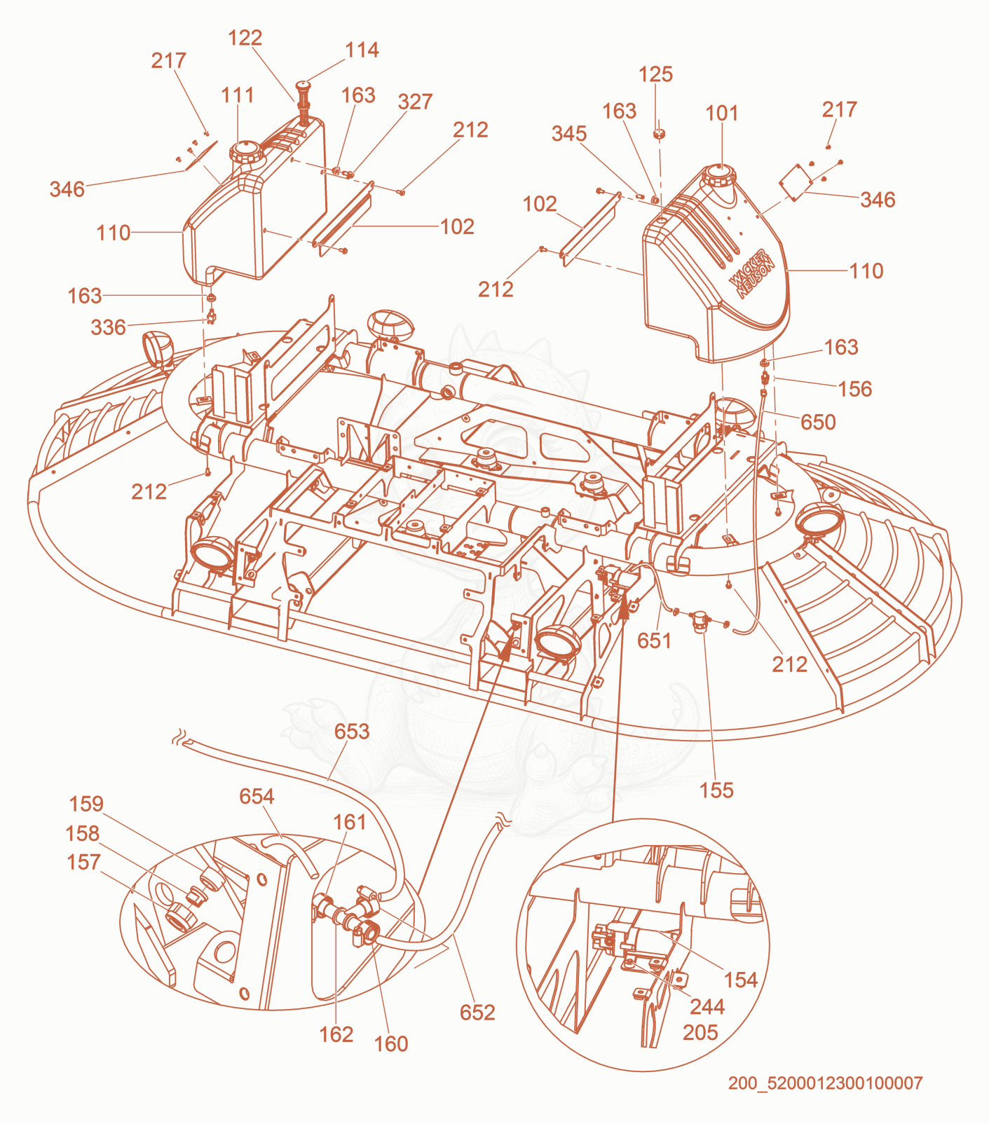 Despiece del Tanks cpl. de una máquina Wacker Neuson CRT60-74L, con globos numerados
