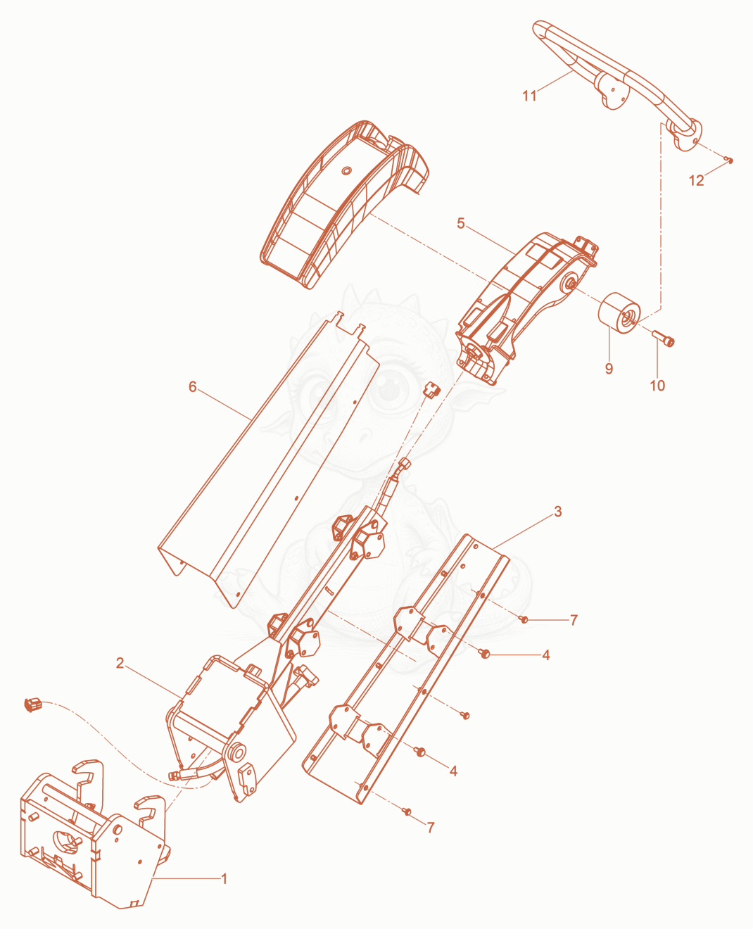 Exploded parts diagram of the center pole cpl. DPU80/90 of a Wacker Neuson DPU80LEM770, with numbered balloons