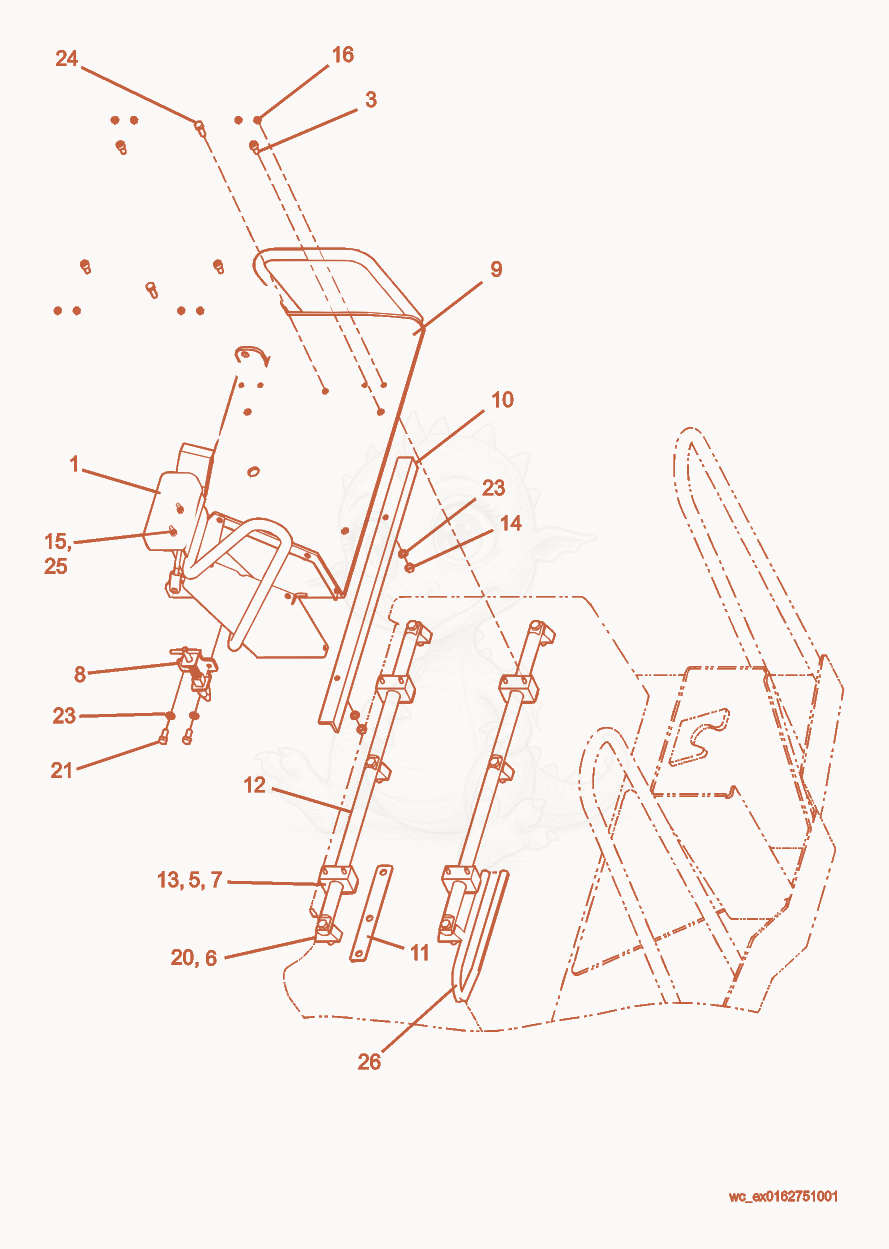 Exploded parts diagram of the Option-Sliding Seat of a Wacker Neuson RD27-120, with numbered balloons