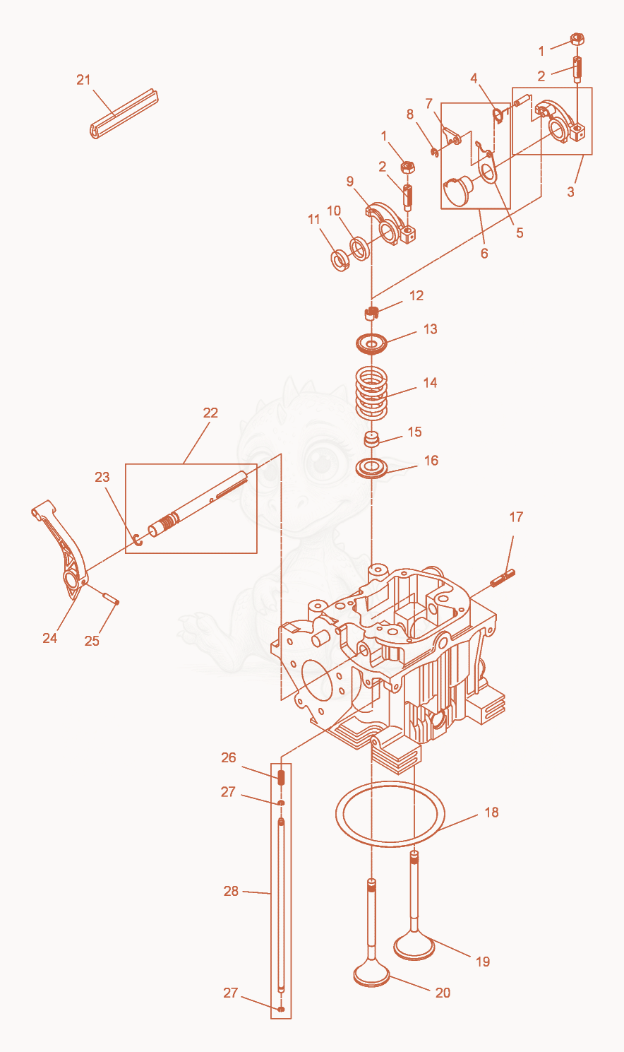 Exploded parts diagram of the Cylinder Head-Valve of a Wacker Neuson DPU4045H, with numbered balloons