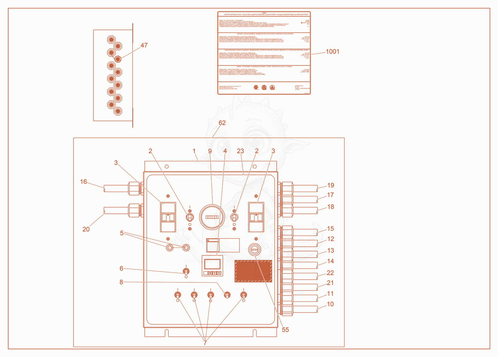 Exploded parts diagram of the Control Panel cpl. (1) of a Wacker Neuson E3000, with numbered balloons
