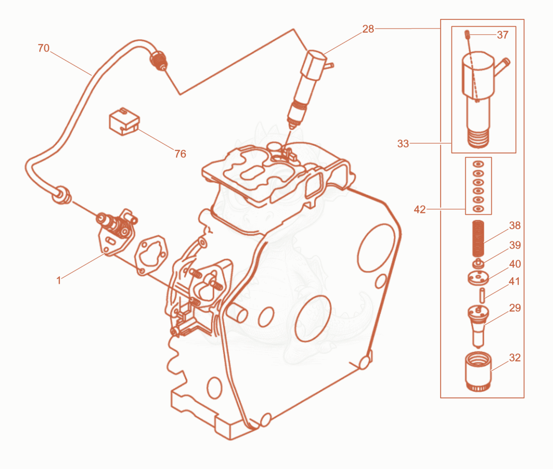Exploded parts diagram of the Injection Pump, InjectionValve of a Wacker Neuson DPU4045YEHZF, with numbered balloons