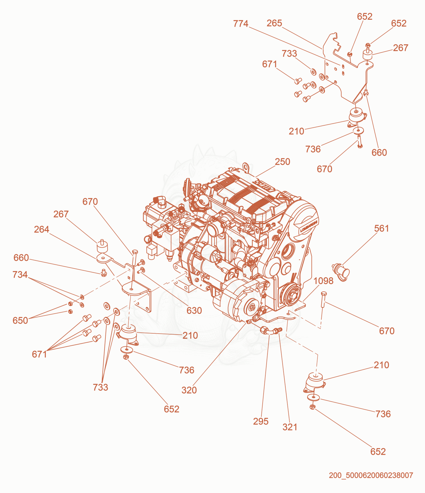 Exploded parts diagram of the Engine Components of a Wacker Neuson RD16-90, with numbered balloons
