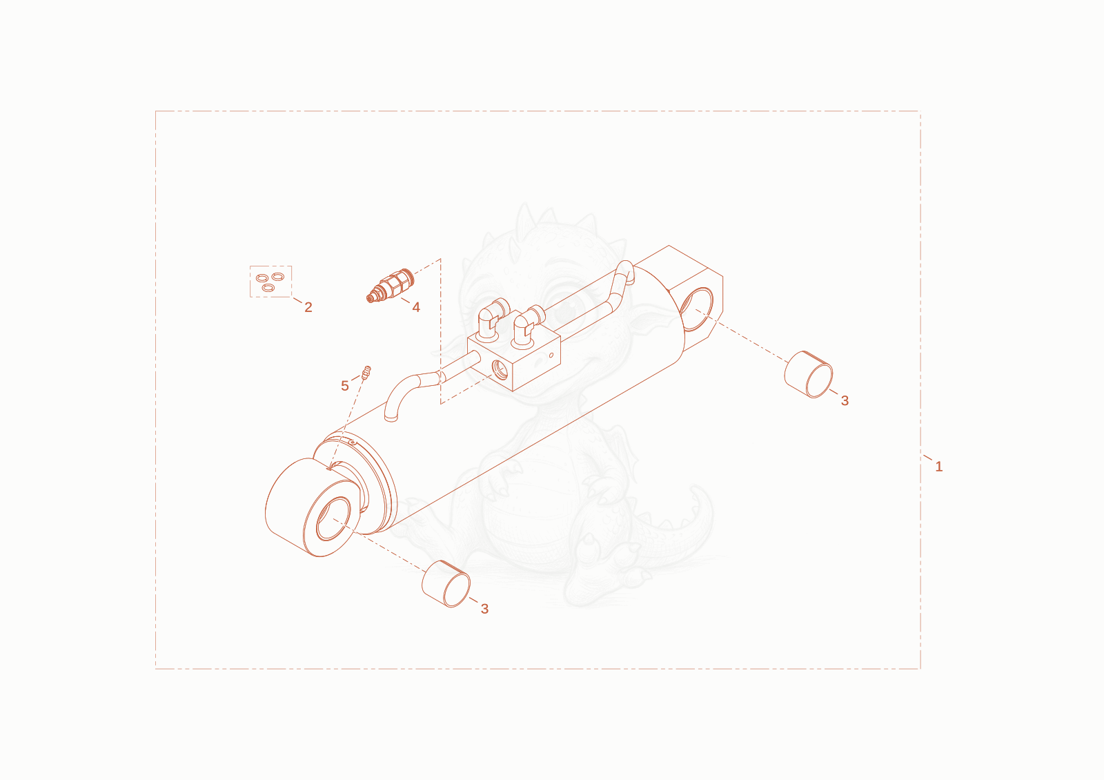 Exploded parts diagram of the tilt ram of a Wacker Neuson TH522(TL48-00), with numbered balloons