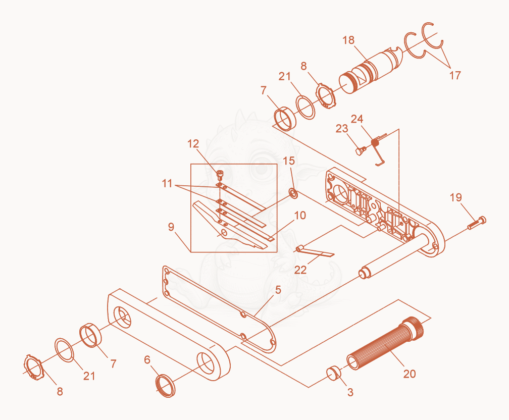 Exploded parts diagram of the Starting crank of a Wacker Neuson DPU2950, with numbered balloons