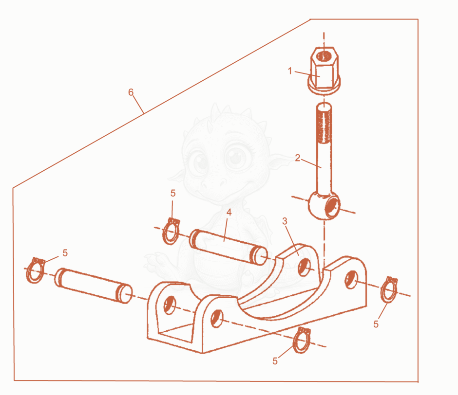 Despiece del Clamping Device de una máquina Wacker Neuson PAR60/2, con globos numerados