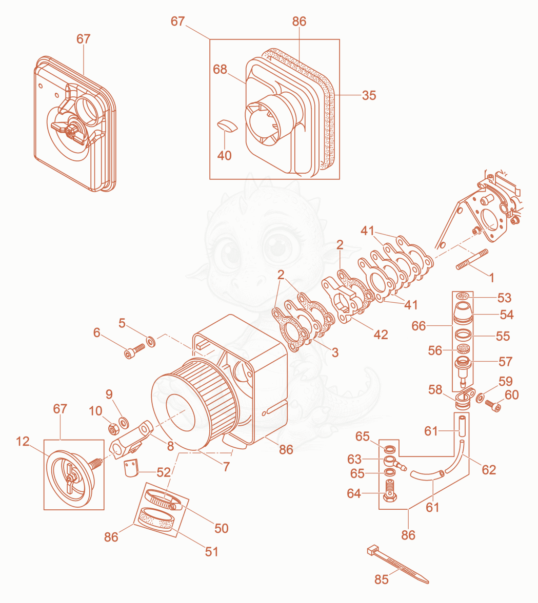 Exploded parts diagram of the Air Cleaner of a Wacker Neuson DPU5545HEAP, with numbered balloons