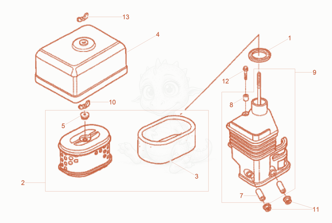 Exploded parts diagram of the Air Cleaner of a Wacker Neuson WPKMAT, with numbered balloons
