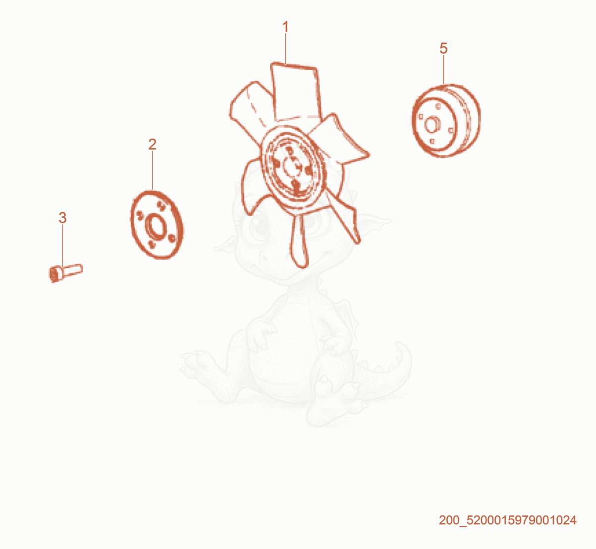 Exploded parts diagram of the Fan of a Wacker Neuson RTL82-SC3, with numbered balloons