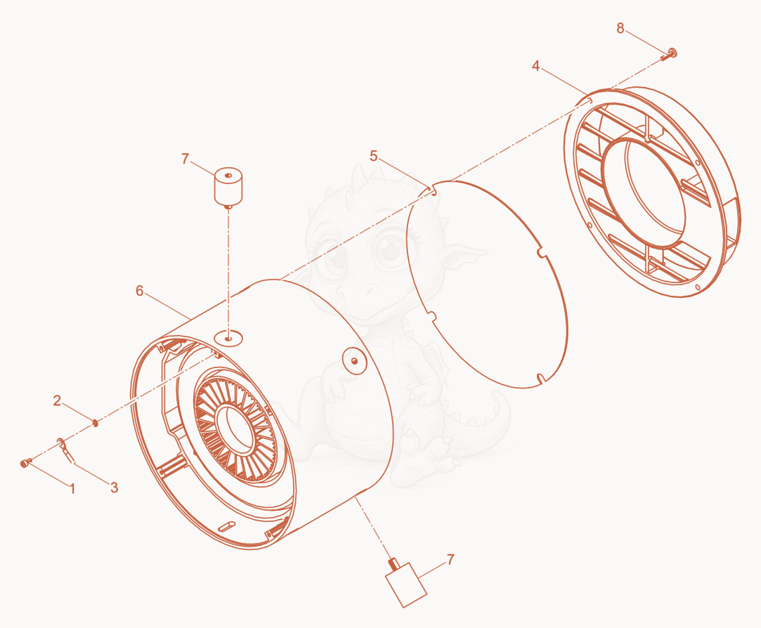 Exploded parts diagram of the Transformer intake of a Wacker Neuson FUE1/042/200W, with numbered balloons