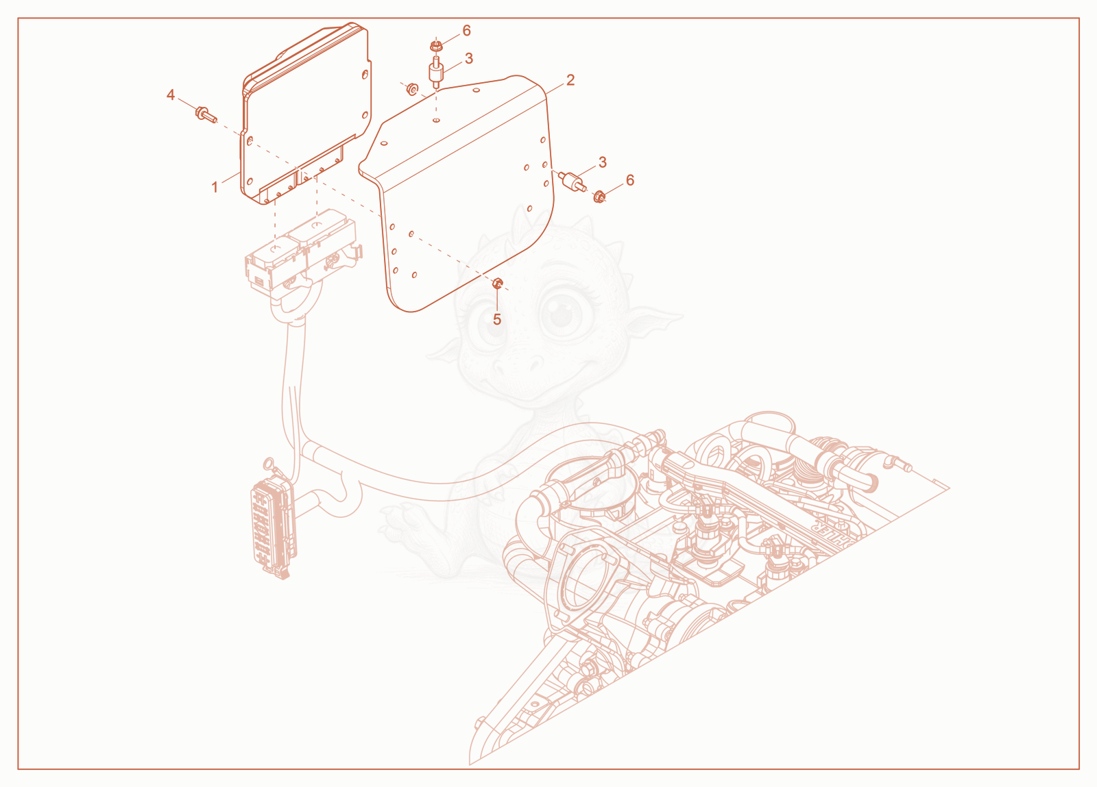 Exploded parts diagram of the ECU Controller of a Wacker Neuson ST45(S06-6), with numbered balloons