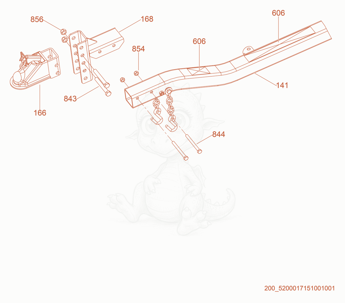 Exploded parts diagram of the Option-Ball Hitch, Bulldog of a Wacker Neuson LTN6K-VS, with numbered balloons