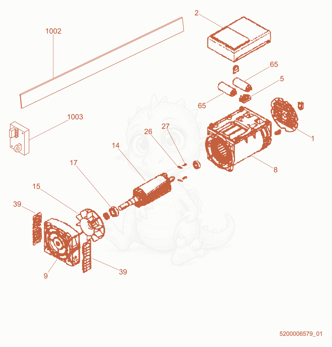 Exploded parts diagram of the Generator of a Wacker Neuson HSH350, with numbered balloons