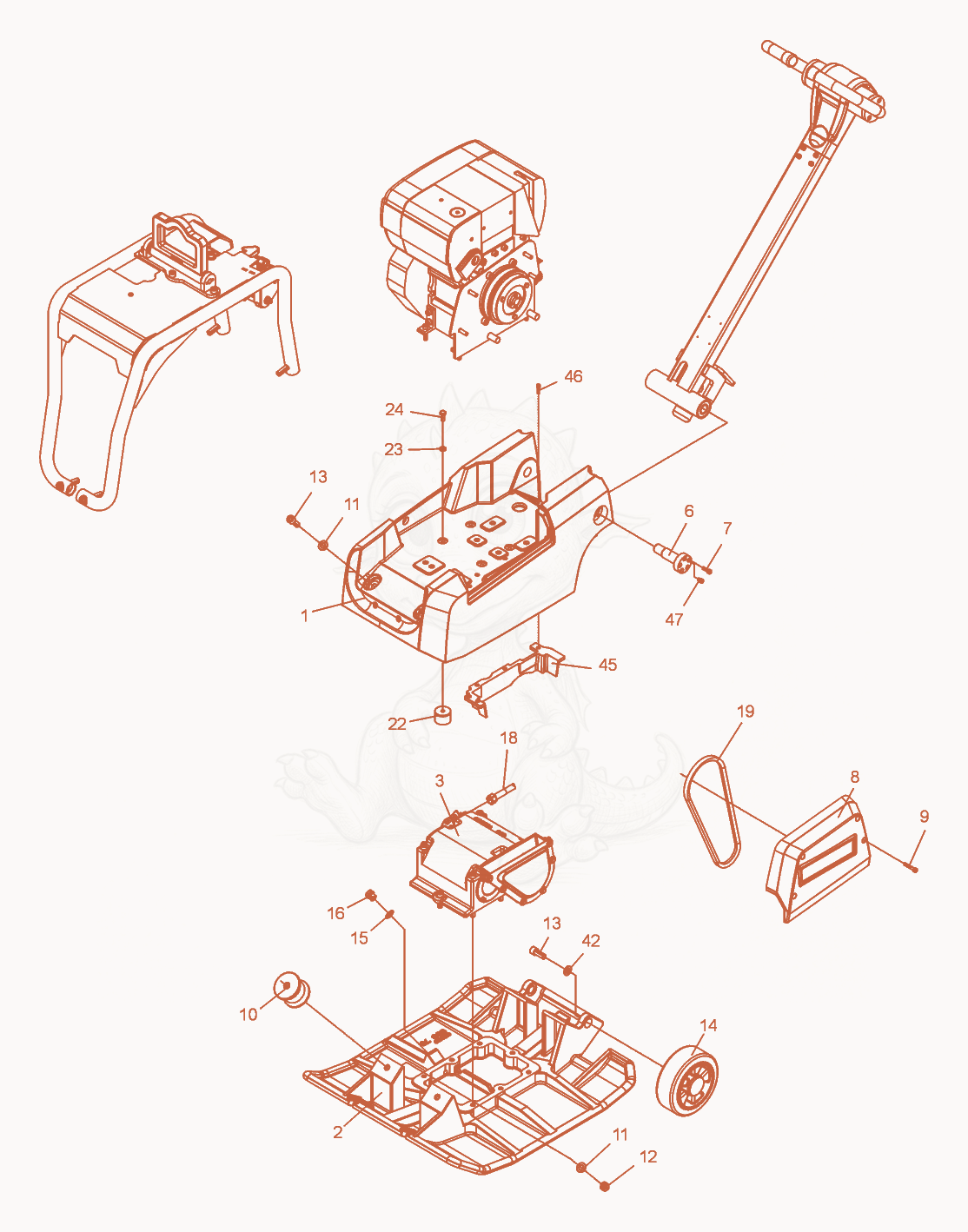 Exploded parts diagram of the Vibratory Plate cpl. of a Wacker Neuson DPU2560H-TS, with numbered balloons