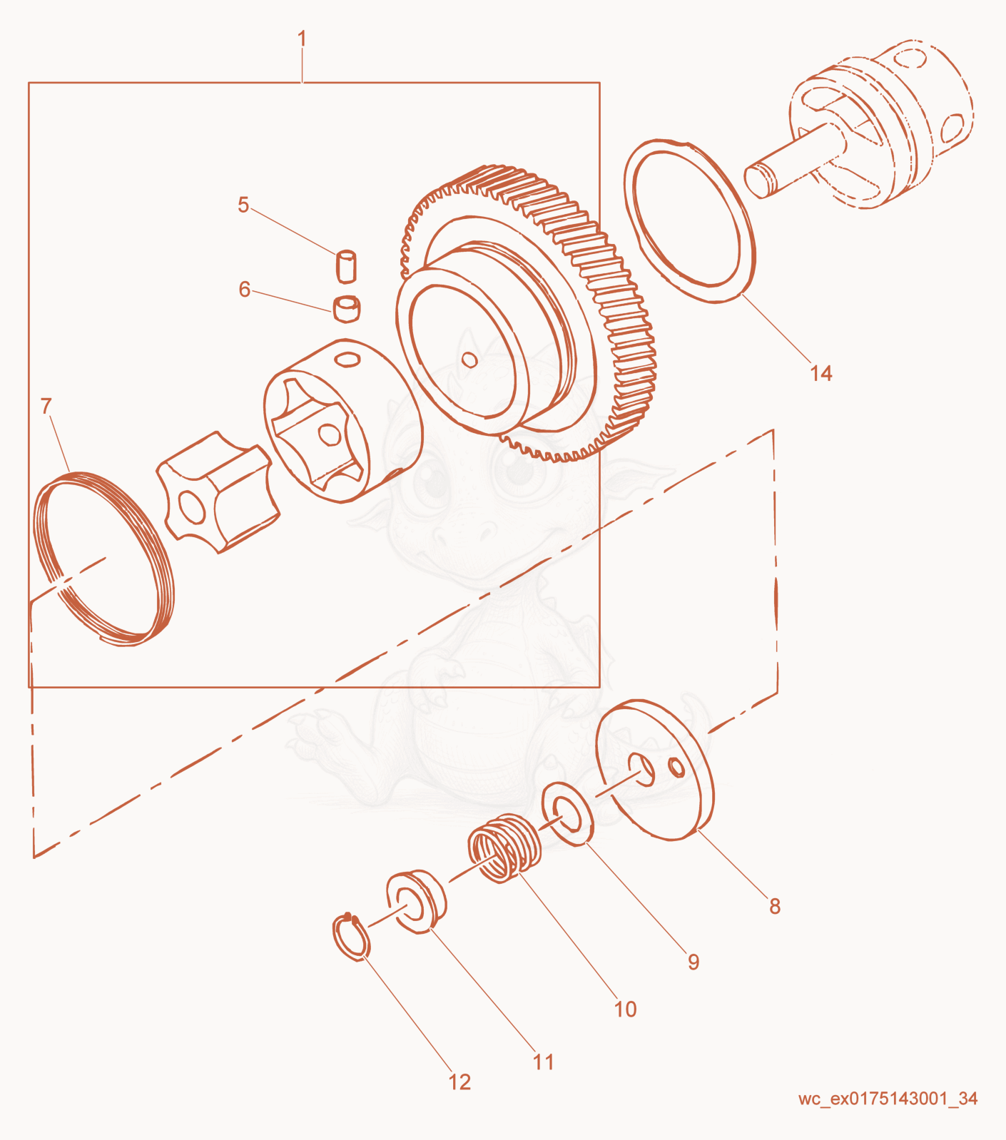 Exploded parts diagram of the Oil Pump of a Wacker Neuson RD27-120, with numbered balloons