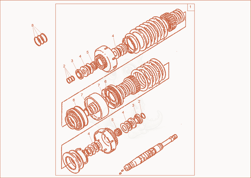 Exploded parts diagram of the REVERSE GEAR of a Wacker Neuson 6000/9002, with numbered balloons