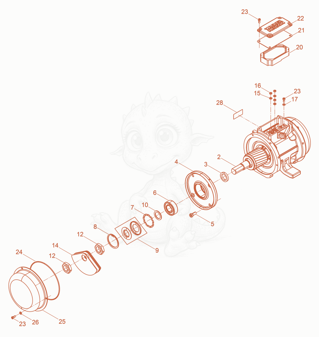 Exploded parts diagram of the External Vibrator cpl. of a Wacker Neuson AR62/6/250, with numbered balloons