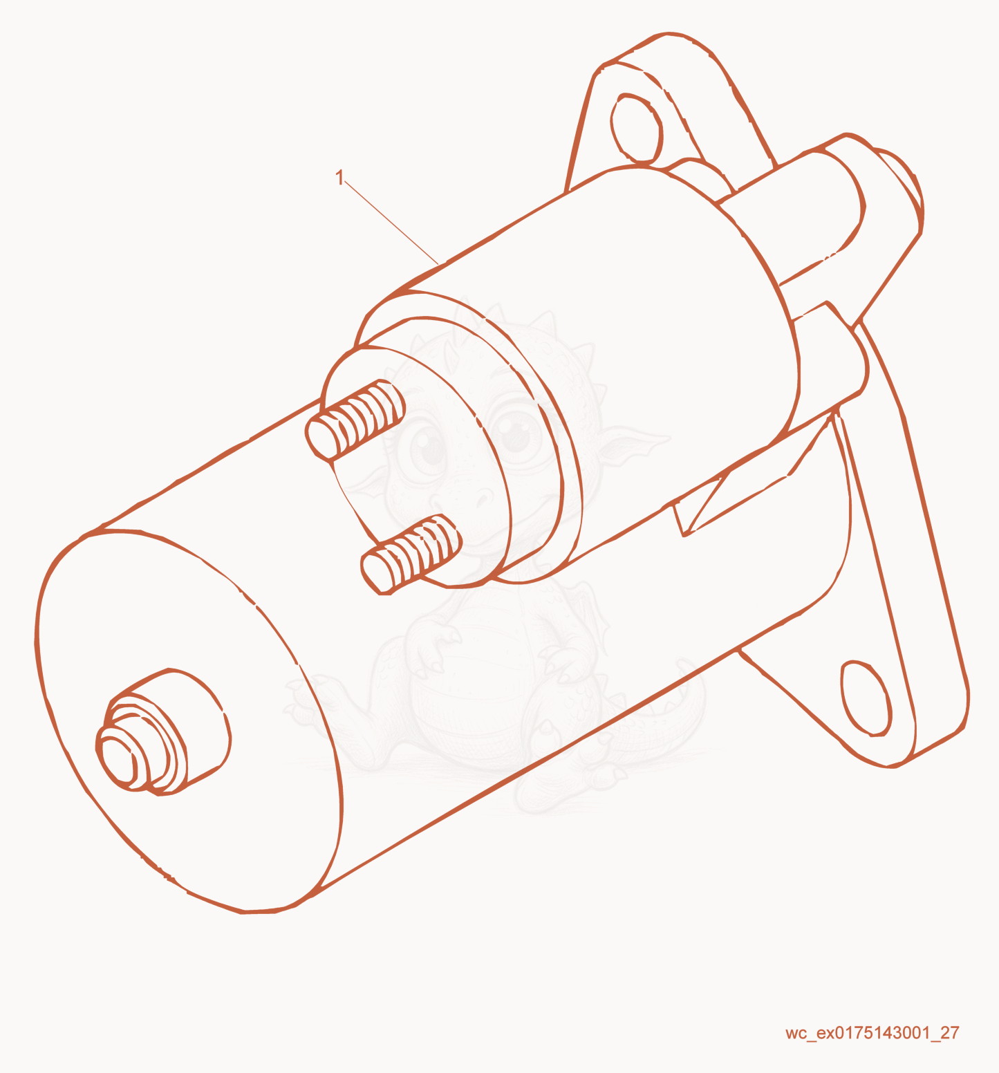 Exploded parts diagram of the Starter Motor of a Wacker Neuson RD27-120, with numbered balloons