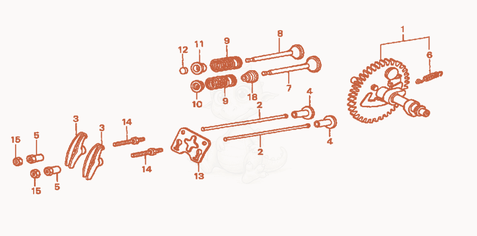 Exploded parts diagram of the Camshaft of a Wacker Neuson GV2500A, with numbered balloons