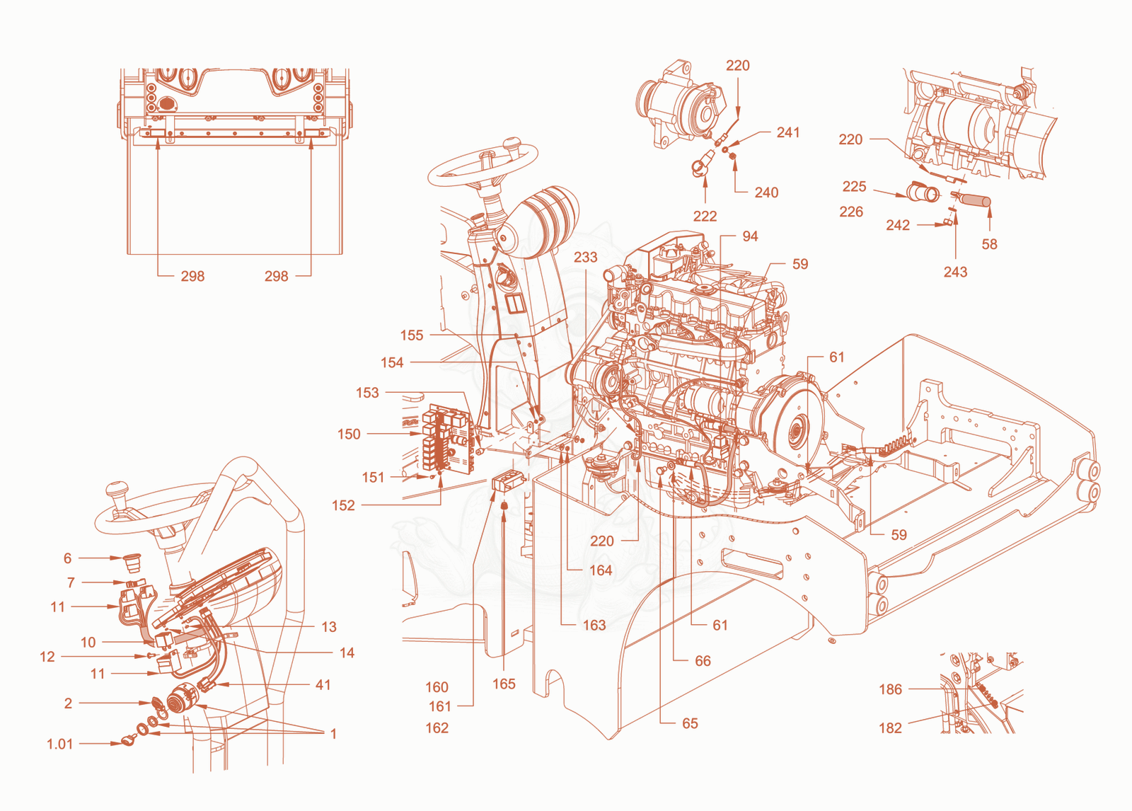 Exploded parts diagram of the electrical system of a Wacker Neuson RD40-130.3, with numbered balloons