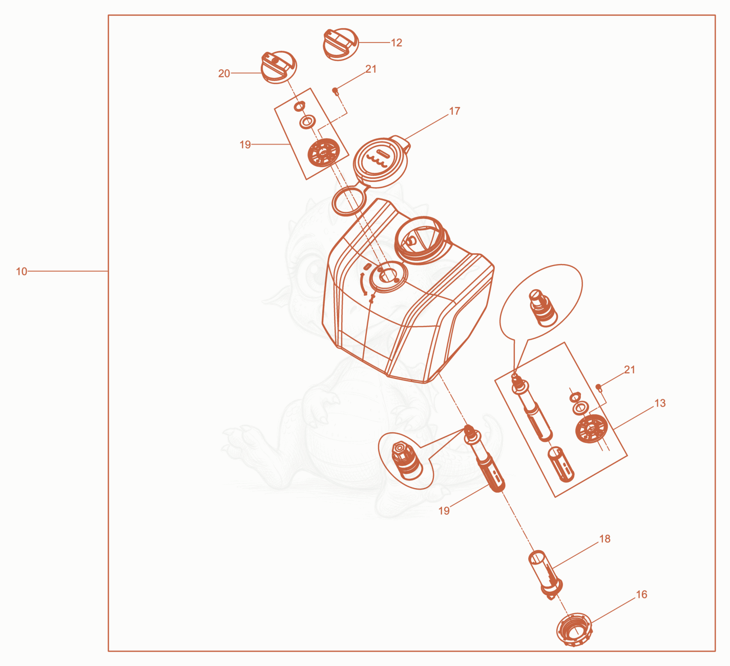 Exploded parts diagram of the Water System of a Wacker Neuson WPKMAT, with numbered balloons