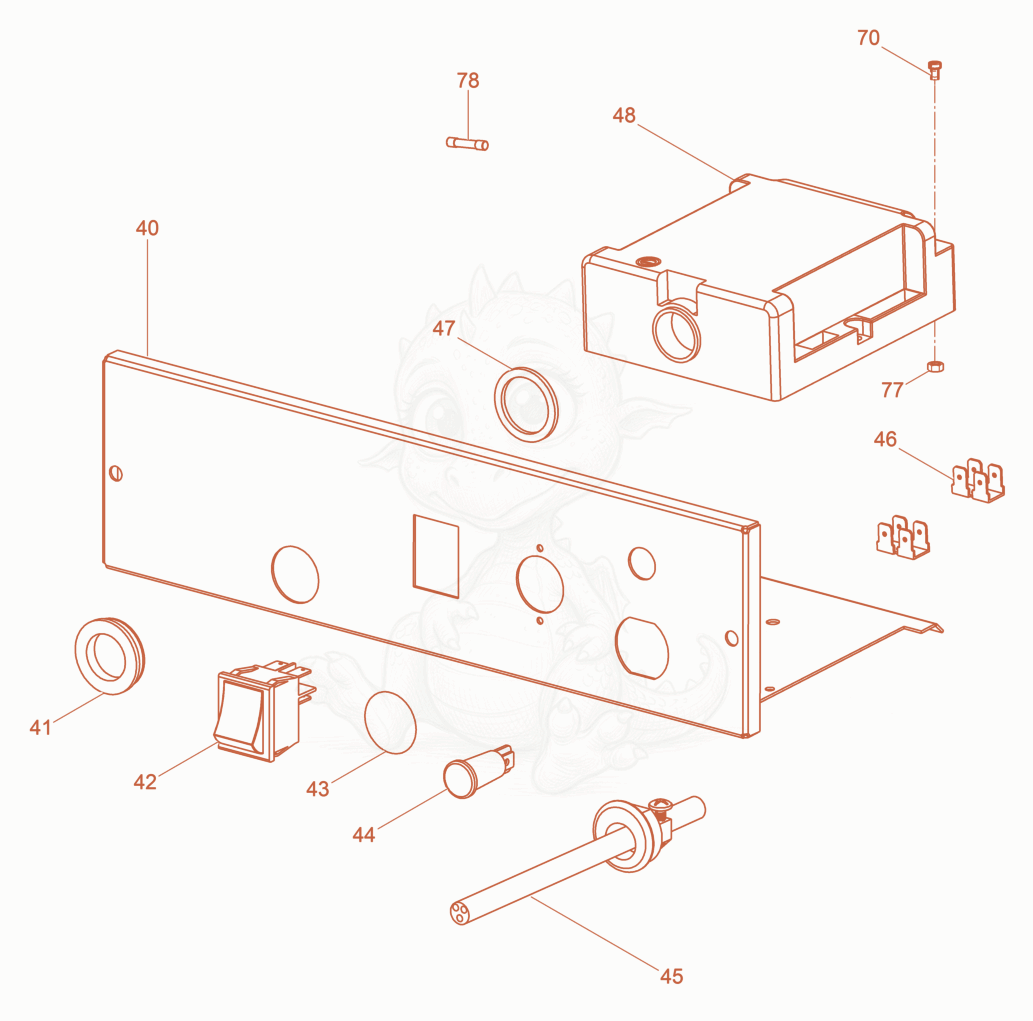 Exploded parts diagram of the Controller housing cpl. of a Wacker Neuson HD38, with numbered balloons