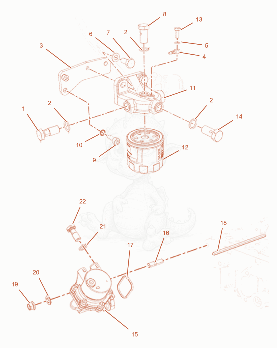 Exploded parts diagram of the FUEL FILTER AND FUEL FEED PUMP of a Wacker Neuson PT6LT, with numbered balloons