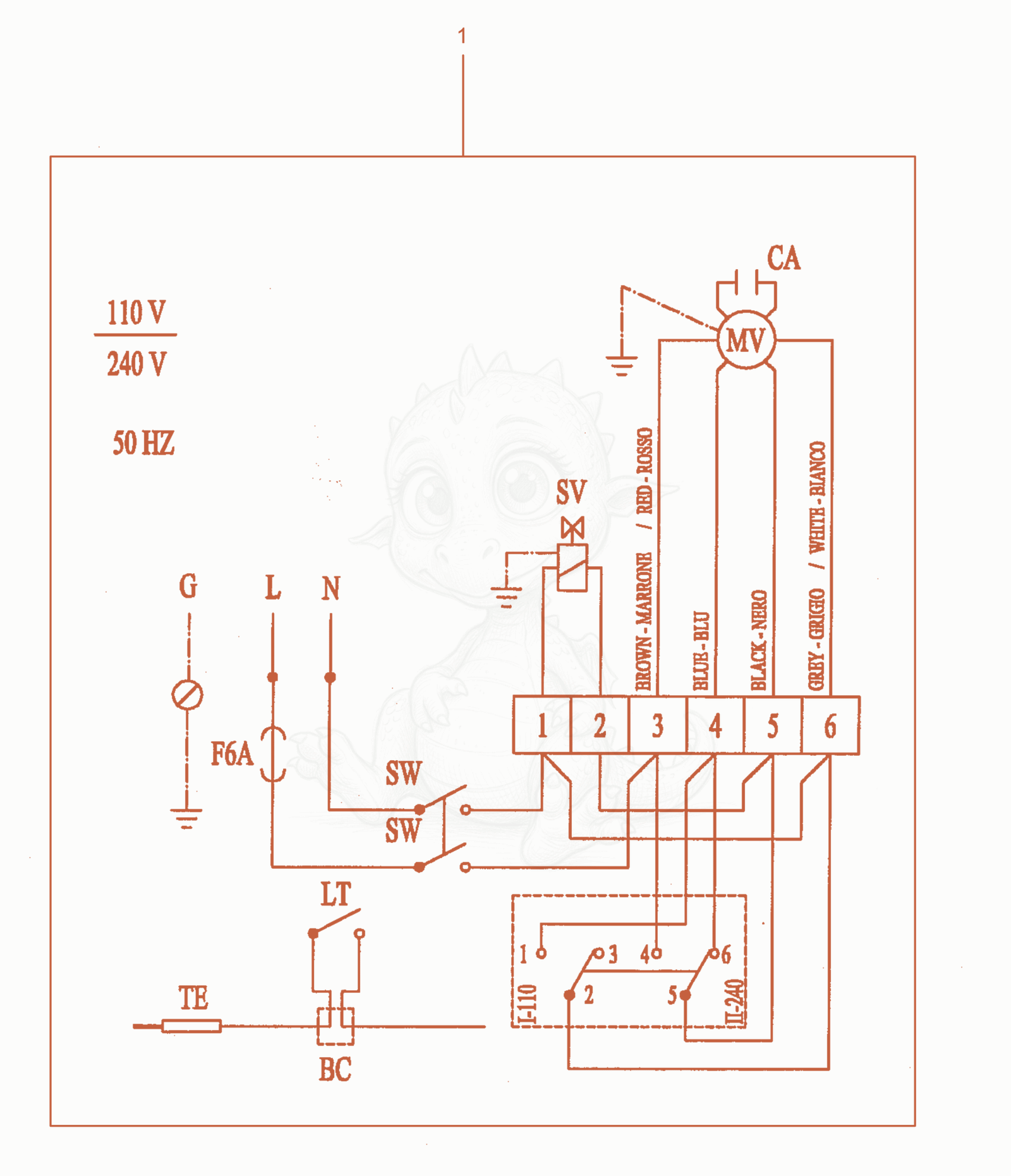 Exploded parts diagram of the Wiring Schematic of a Wacker Neuson HGM74WGB, with numbered balloons