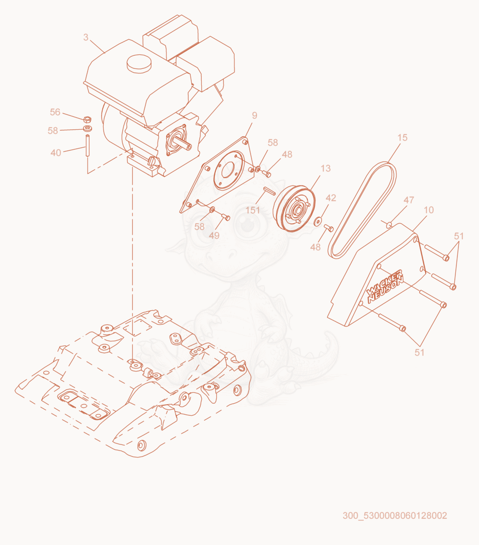 Despiece del Drive cpl. de una máquina Wacker Neuson WP1540AW, con globos numerados