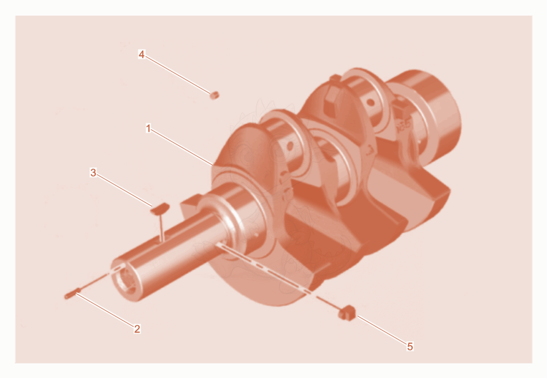 Despiece del Crankshaft de una máquina Wacker Neuson DPU90LEC770, con globos numerados