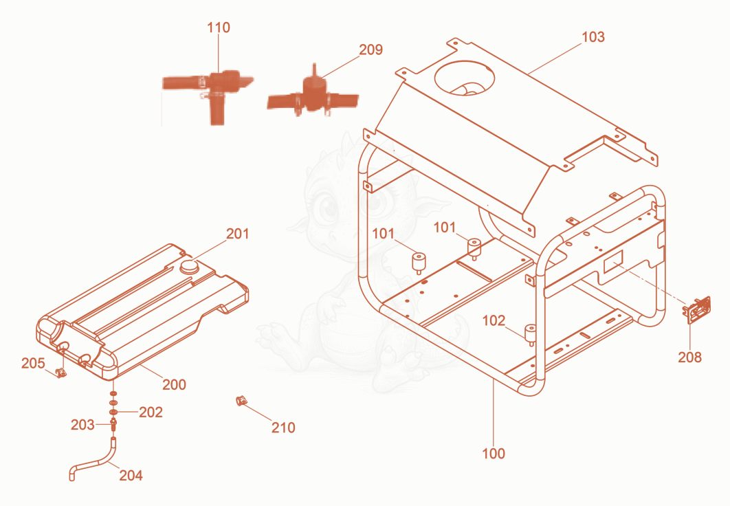 Exploded parts diagram of the Frame cpl. of a Wacker Neuson GV7000A, with numbered balloons