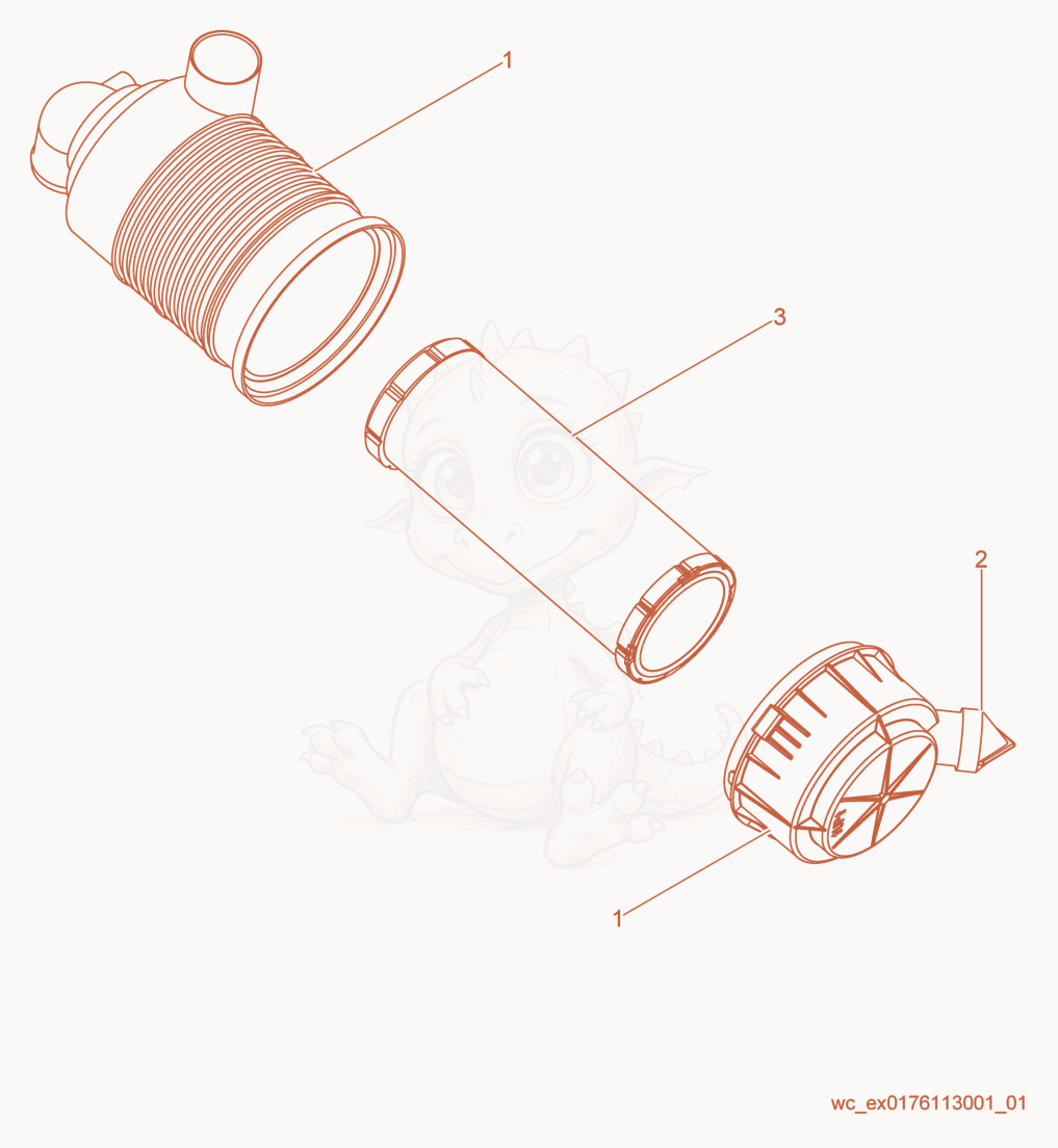 Exploded parts diagram of the Air Filter cpl. of a Wacker Neuson LTW20Z1, with numbered balloons