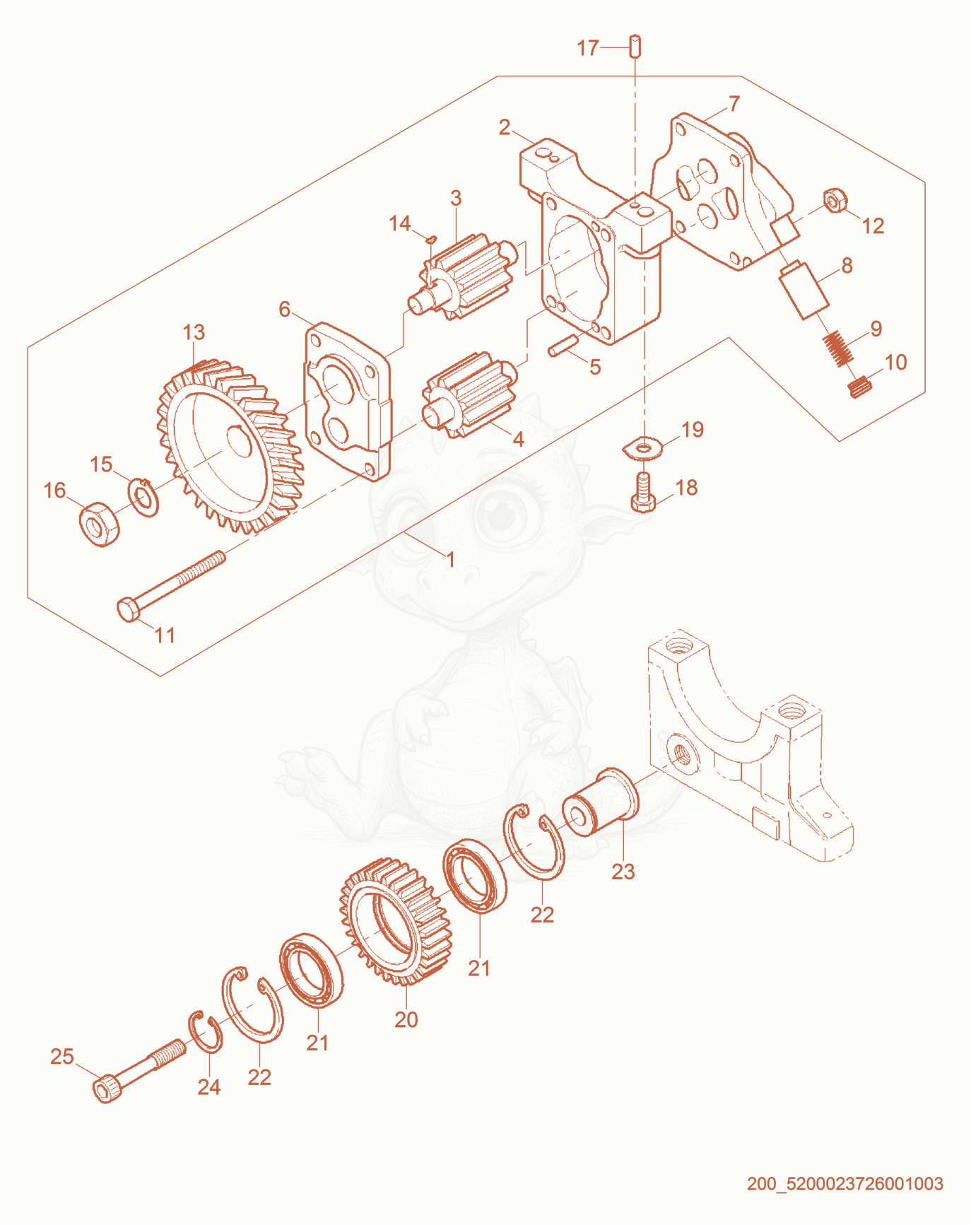 Exploded parts diagram of the Oil Pump of a Wacker Neuson GN165, with numbered balloons
