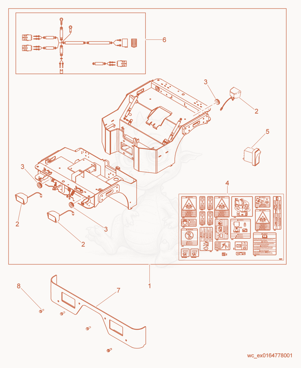 Exploded parts diagram of the Lights Kit of a Wacker Neuson RD12-90, with numbered balloons