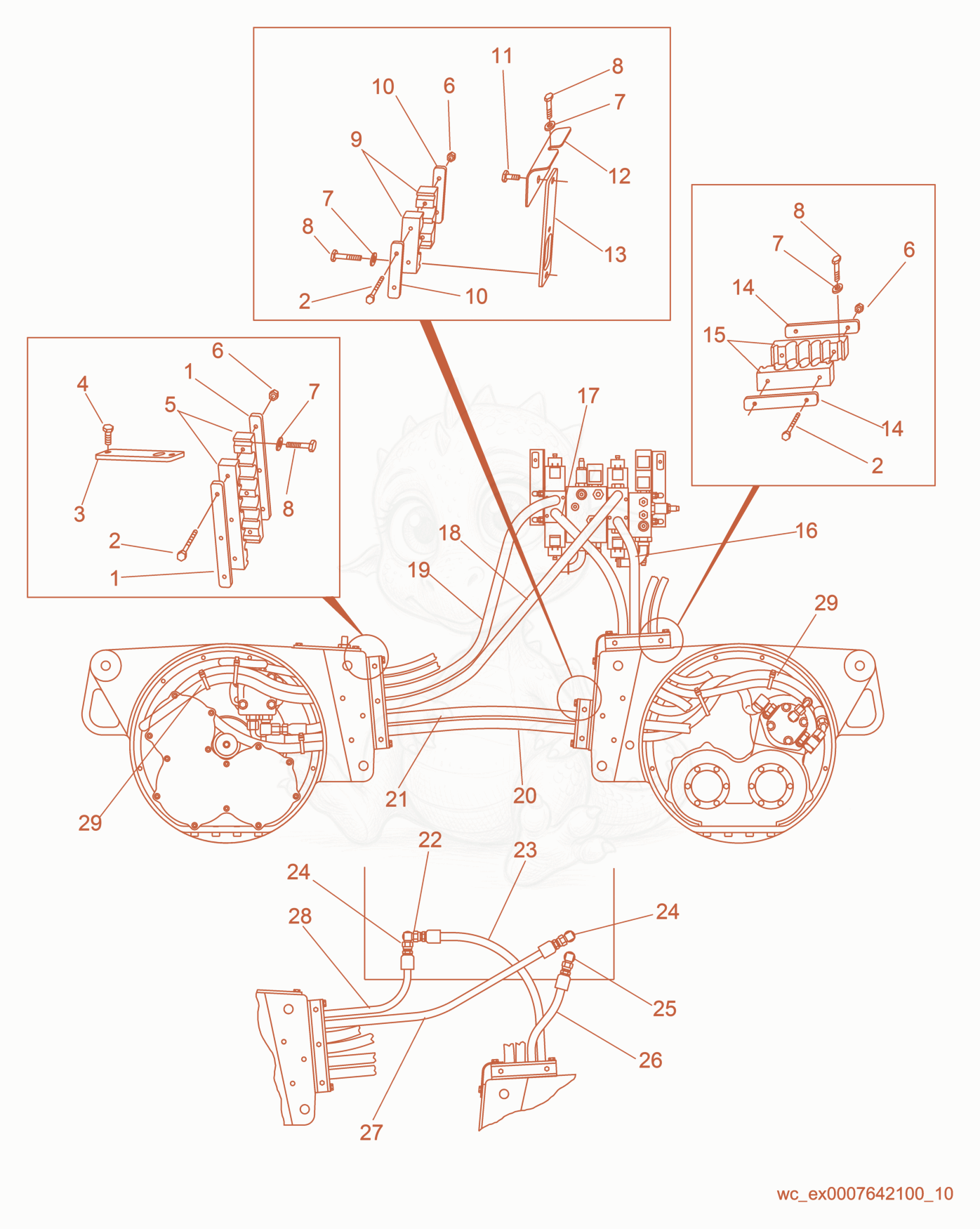 Exploded parts diagram of the Hydraulic Piping of a Wacker Neuson RT560, with numbered balloons