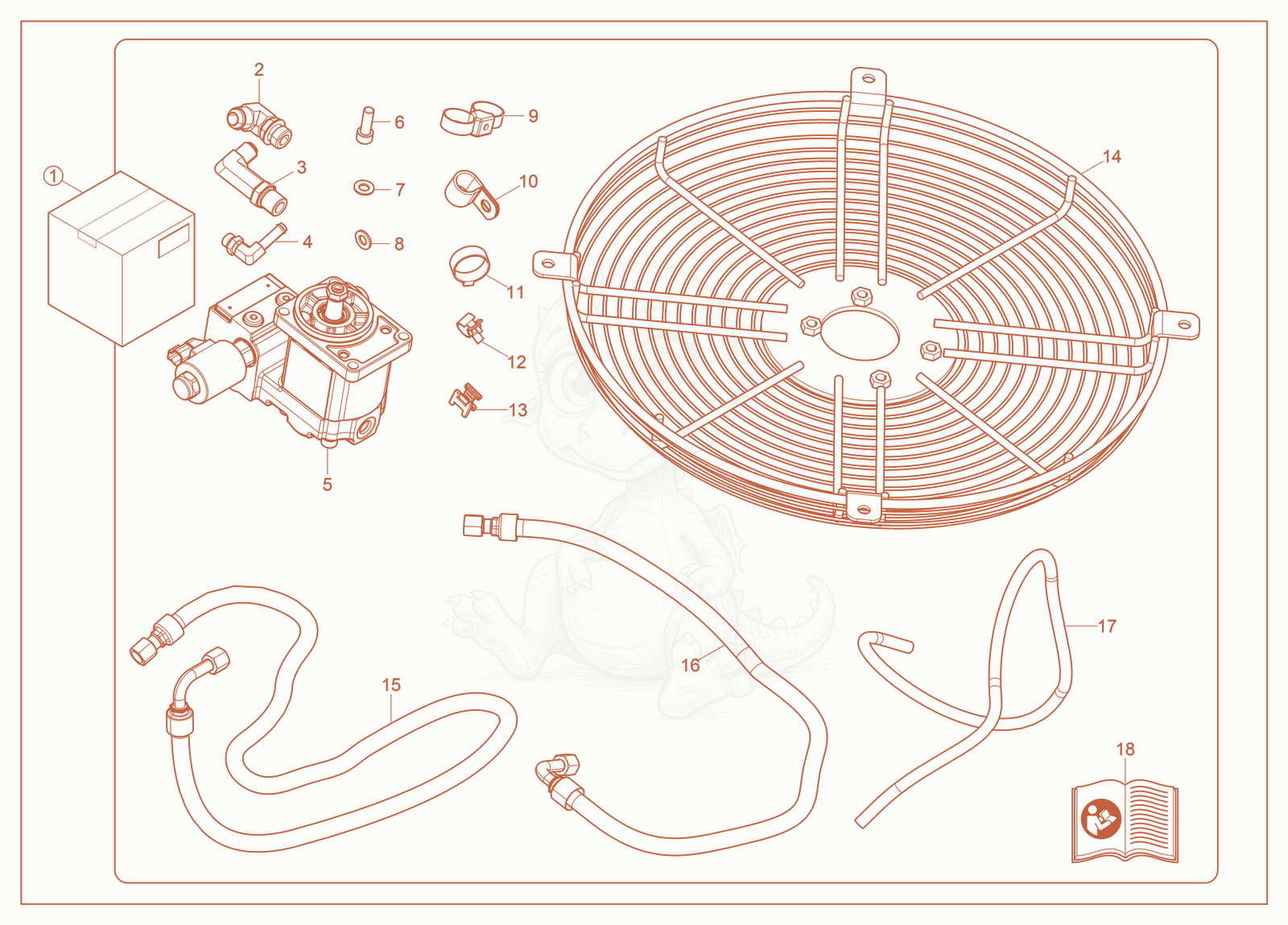 Exploded parts diagram of the Kit—Reversible Cooling Fan of a Wacker Neuson ST45, with numbered balloons
