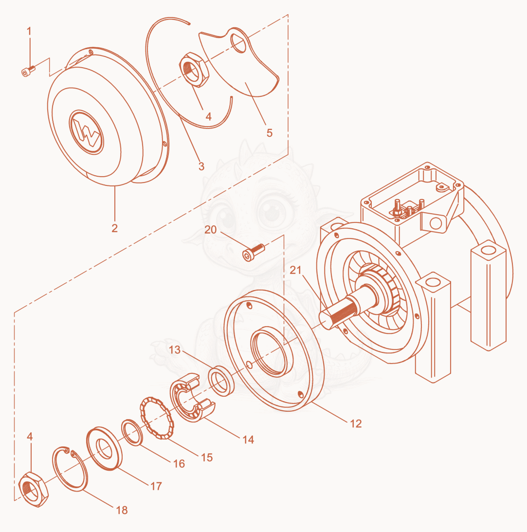 Exploded parts diagram of the External Vibrator cpl. of a Wacker Neuson AR43/6/042, with numbered balloons