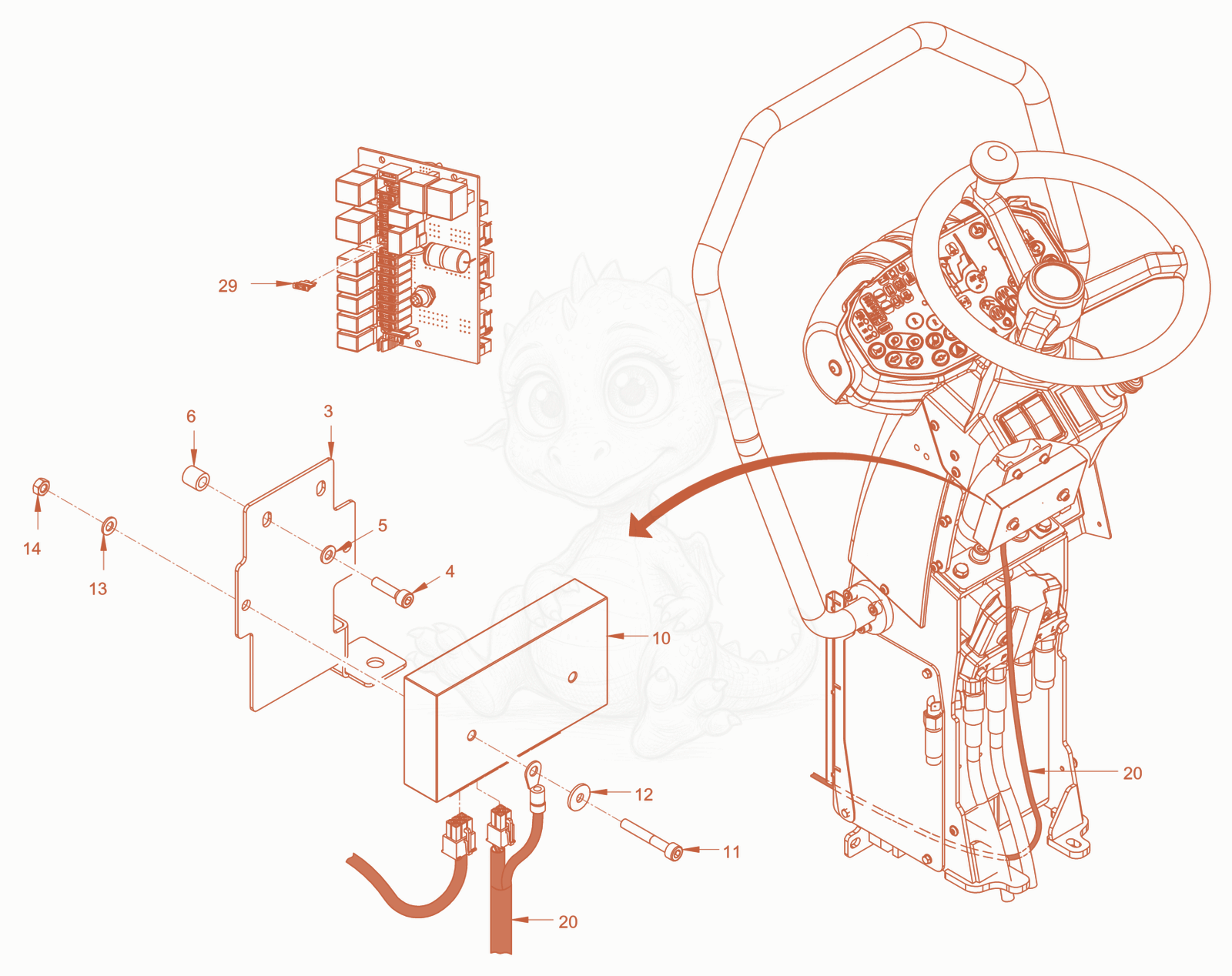 Exploded parts diagram of the compactometer of a Wacker Neuson RD28-120DPF, with numbered balloons