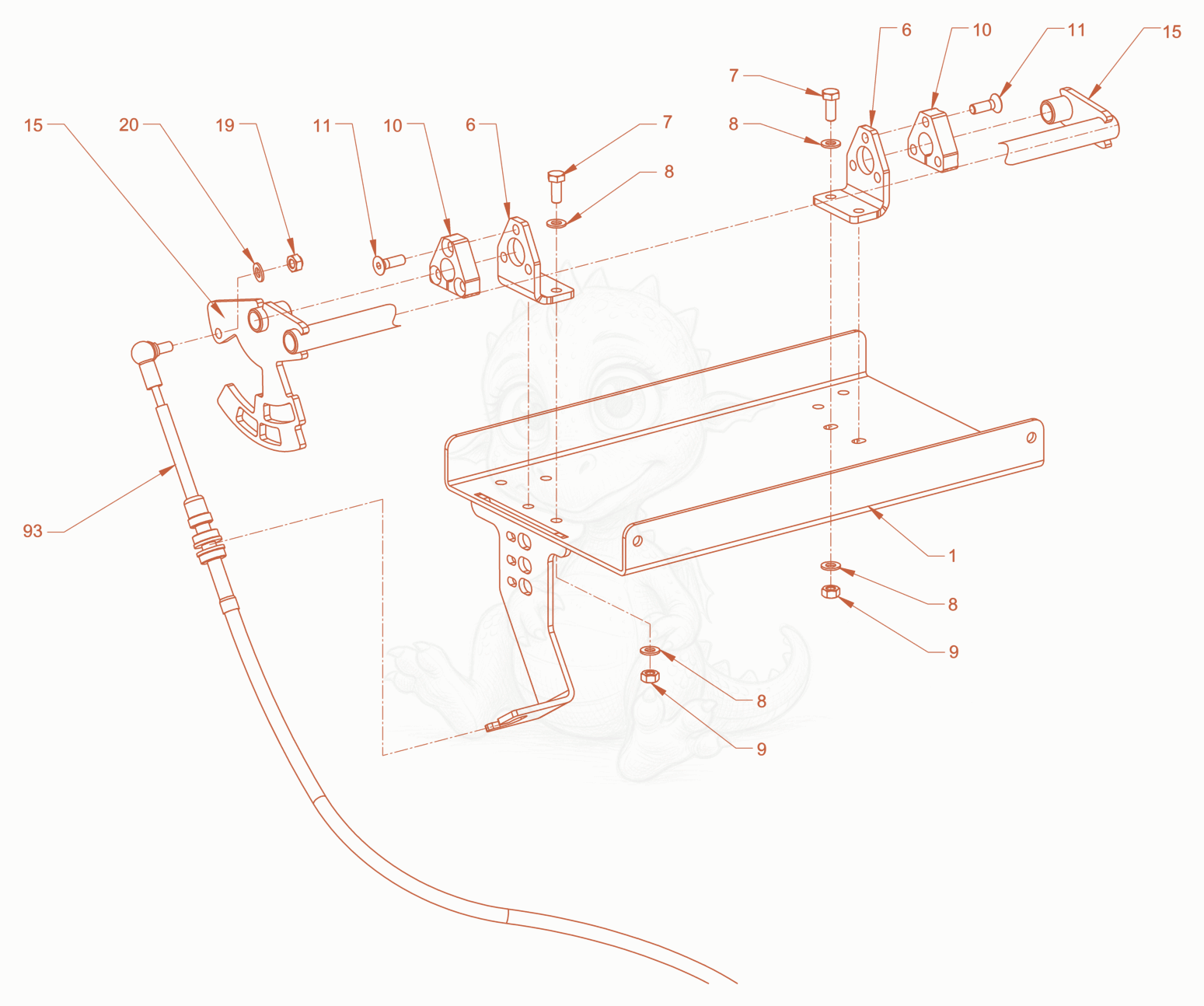 Exploded parts diagram of the drive shifting of a Wacker Neuson RD40-130CDPF, with numbered balloons