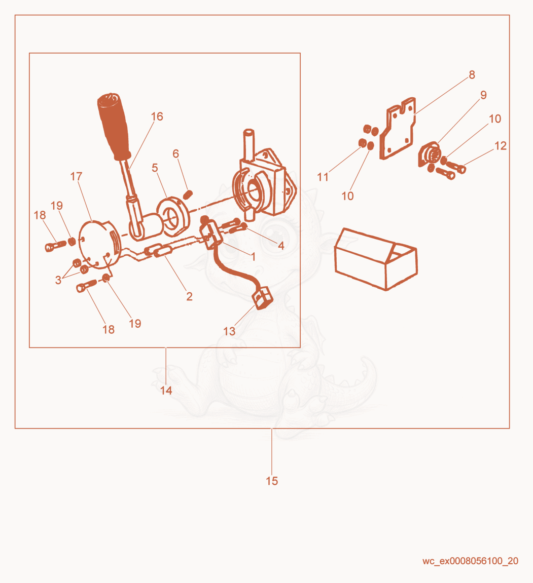 Exploded parts diagram of the Backup Alarm Kit of a Wacker Neuson RD10, with numbered balloons