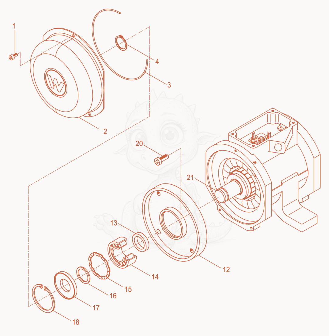 Exploded parts diagram of the External Vibrator cpl. of a Wacker Neuson AR52/10,8/046SP, with numbered balloons
