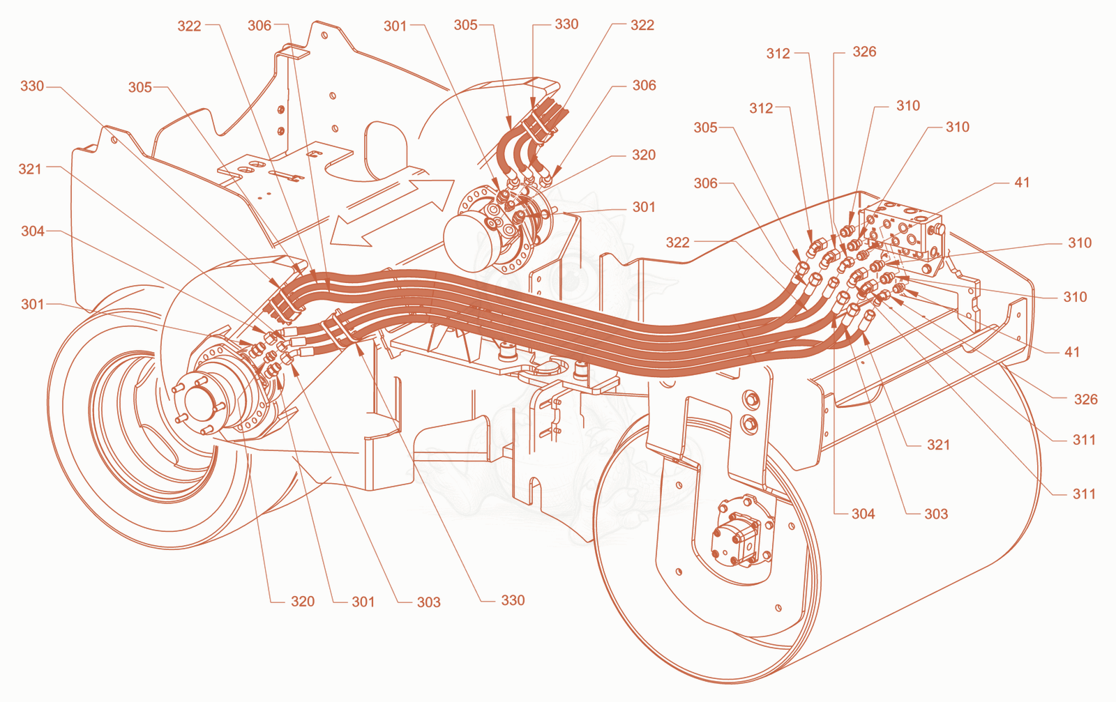 Exploded parts diagram of the advance drive of a Wacker Neuson RD28-120CCN, with numbered balloons