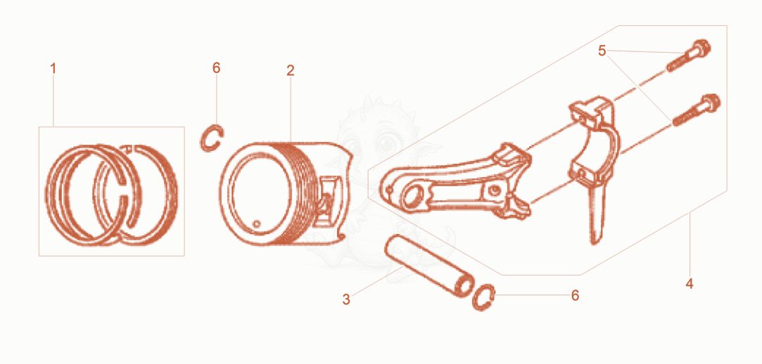 Exploded parts diagram of the Piston of a Wacker Neuson XPSKMAT, with numbered balloons