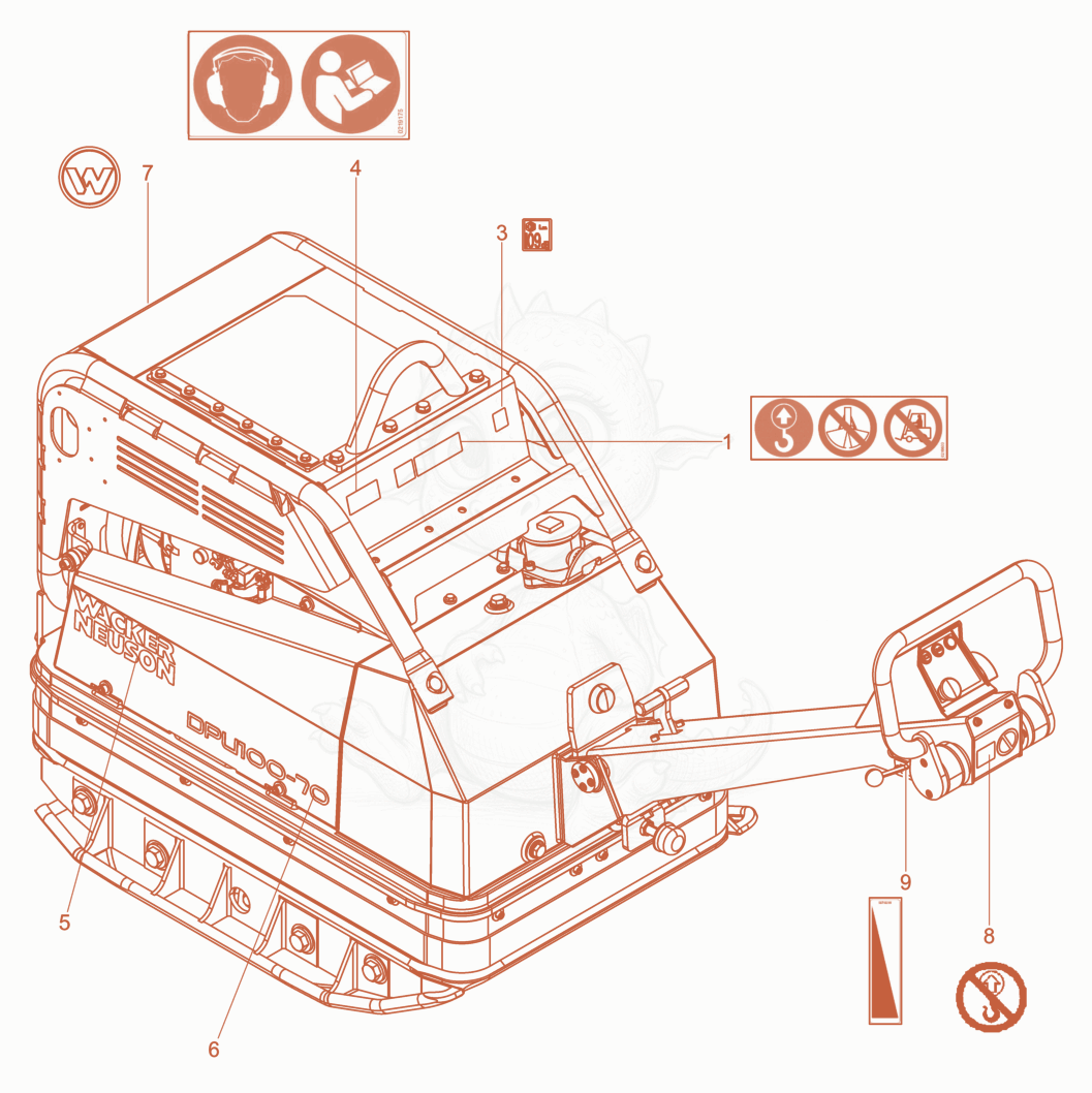Despiece del Labels de una máquina Wacker Neuson DPU100-70, con globos numerados