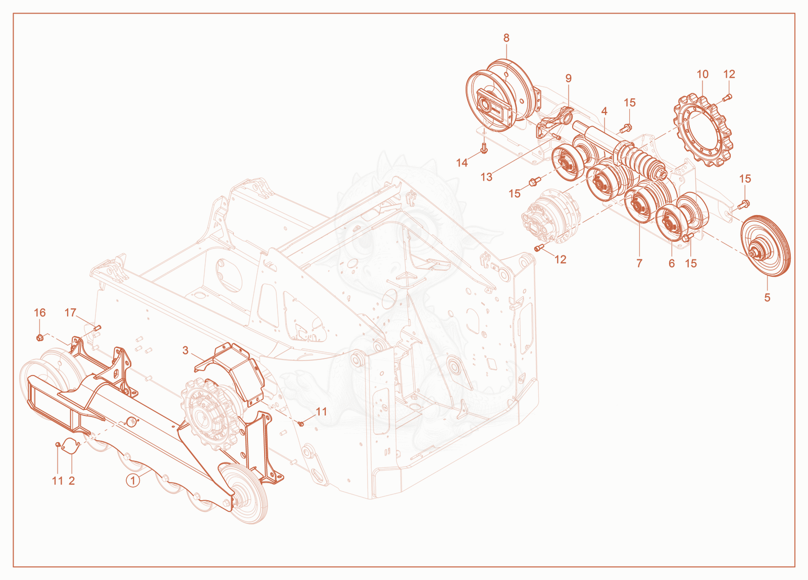 Exploded parts diagram of the Undercarriage of a Wacker Neuson ST28(S05-5), with numbered balloons