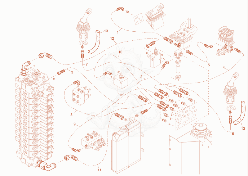 Exploded parts diagram of the TANK LINES of a Wacker Neuson ET90, with numbered balloons