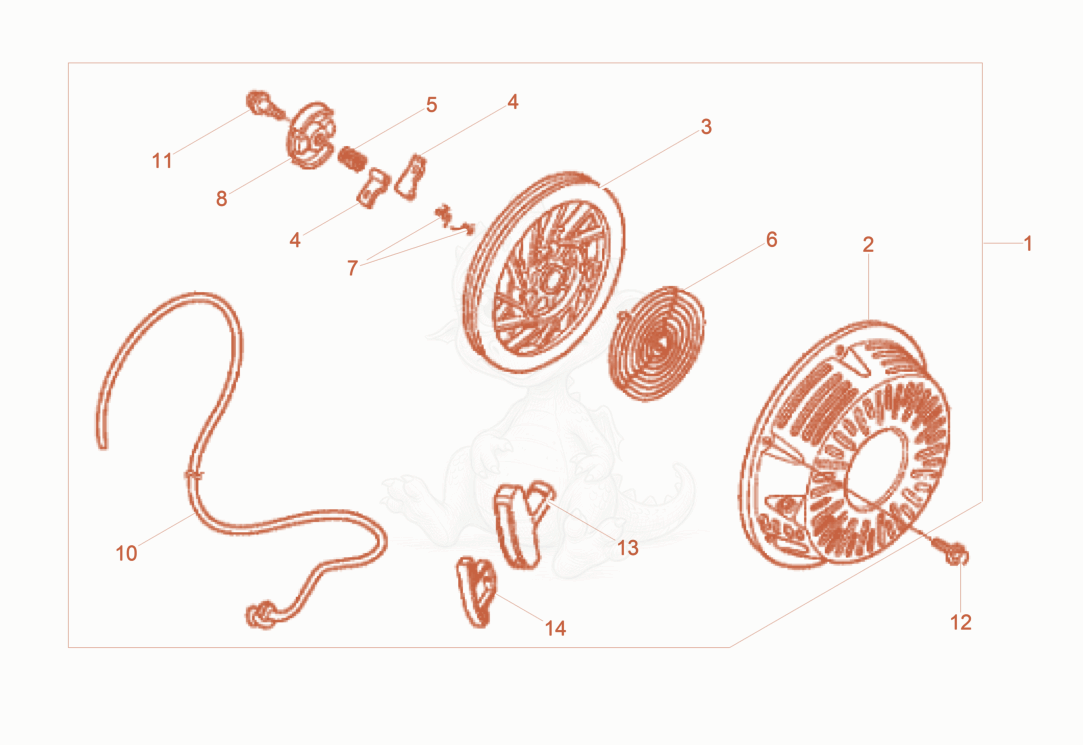 Exploded parts diagram of the Starter of a Wacker Neuson BPU3050A, with numbered balloons