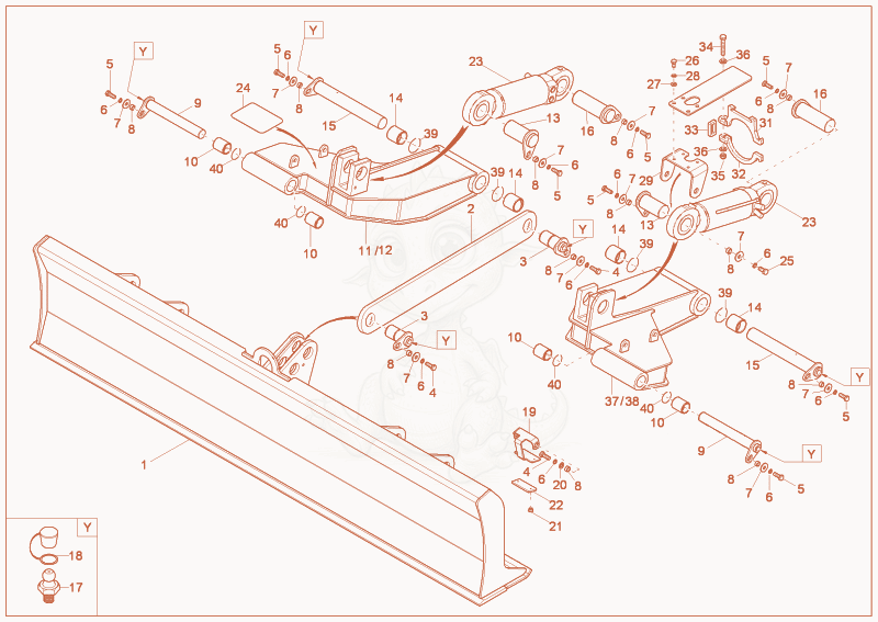 Exploded parts diagram of the DOZER BLADE rear (OPTION) of a Wacker Neuson 9503, with numbered balloons